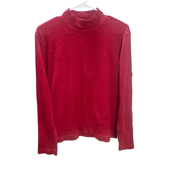 !SOLD! NORTHERN REFLECTIONS Red Turtleneck Women's Top Ribbed Sweater Large - Picture 1 of 6